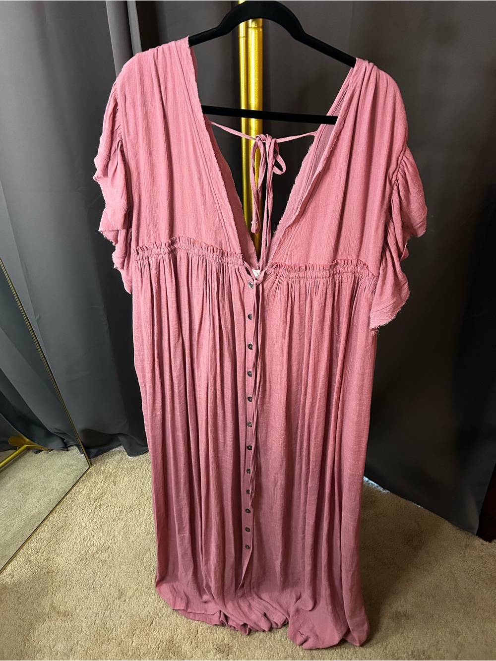 Vici Pink Button-Front Maxi Dress